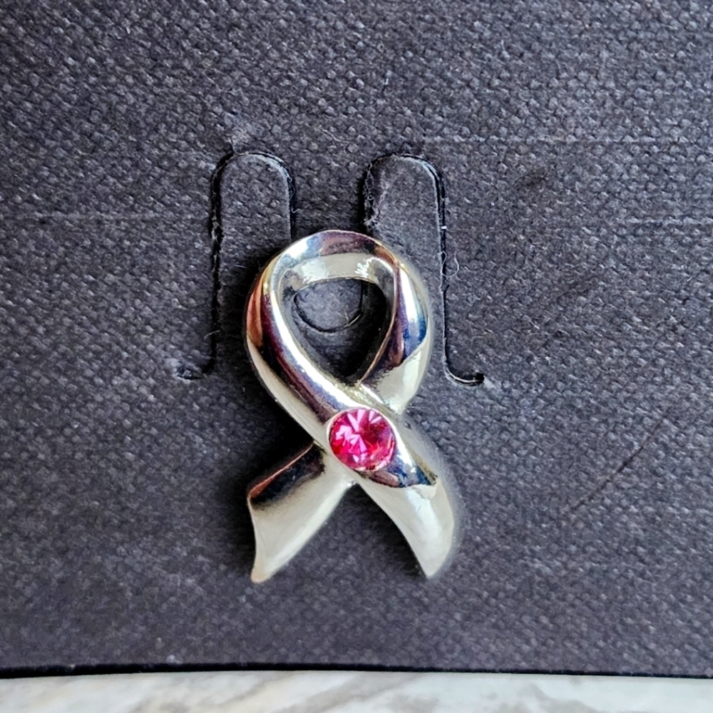 Cookie Lee silver and pink breast cancer awareness pin NWT